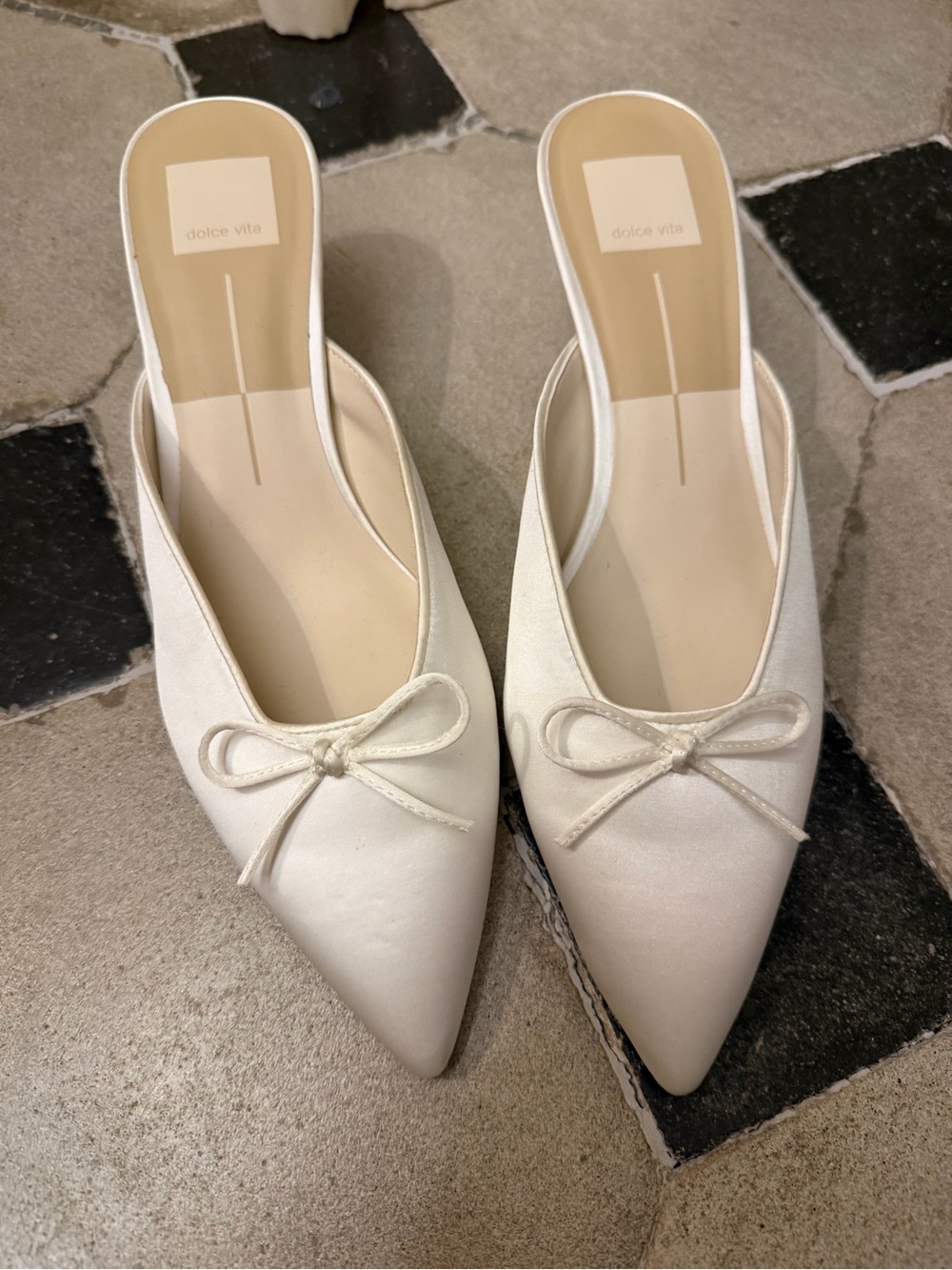 Dolce vita bow satin mule bridal heel